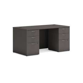 Mod Double Pedestal Desk Bundle, 60" x 30" x 29", Slate Teak