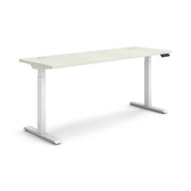 Coordinate Height Adjustable Desk Bundle 2-Stage, 70" x 22" x 27.75" to 47", Silver Mesh/Designer White