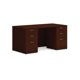 Mod Double Pedestal Desk Bundle, 60" x 30" x 29", Traditional Mahogany