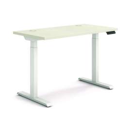 Coordinate Height Adjustable Desk Bundle 2-Stage, 46" x 22" x 27.75" to 47", Silver Mesh/Designer White