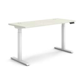 Coordinate Height Adjustable Desk Bundle 2-Stage, 58" x 22" x 27.75" to 47", Silver Mesh/Designer White