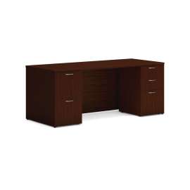 HON Mod L-Station Single Pedestal Desk Bundle, 60" x 72" x 29", Mahogany