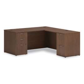 Mod L-Station Double Pedestal Desk Bundle, 66" x 72" x 29", Sepia Walnut