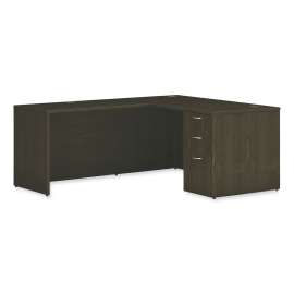 HON Mod L-Station Double Pedestal Desk Bundle, 66" x 72" x 29", Sepia Walnut
