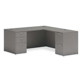 Mod L-Station Double Pedestal Desk Bundle, 66" x 72" x 29", Slate Teak