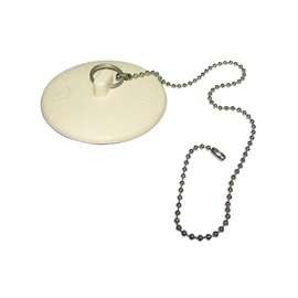 Plumb Pak PP820-43 Tub Stopper and Chain, Rubber, White, For Laundry and Bathtubs with 1-1/2 to 2 in Drain