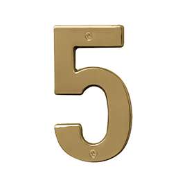 HY-KO Prestige BR-51PB/5 House Number, Character 5, 5 in H Character, Brass Character