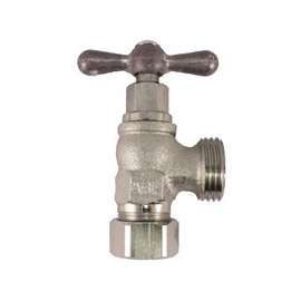 Arrowhead Brass 221CCLF Heavy-Duty Washing Machine Valve, 1/2 in Compression Inlet x 3/4 in Male Hose Connection, Satin