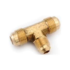 Anderson Metals 754059-080806 Tube Reducing Tee, 1/2 x 1/2 x 3/8 in Flare, 750 psi, Brass