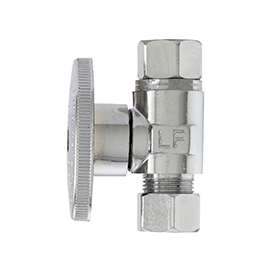 Plumb Pak PP2072LF 1/4 Turn Straight Stop Valve, 3/8 in, Female Compression X Compression, Brass Body, Chrome Plated