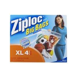 Ziploc Big Bag 71595 Flexible Tote, 24 gal Capacity, Zipper Closure, Plastic, Clear