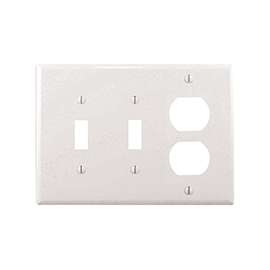 Eaton Wiring Devices PJ28W Combination, Mid-Size Wallplate, 3-Gang, Polycarbonate, White