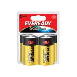 Energizer A95BP-4 Alkaline Battery, D, Zinc, Manganese Dioxide, 1.5 V