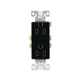 Eaton Wiring Devices 1107BK-C Duplex Receptacle, 15 A, 2-Pole, 5-15R, Black