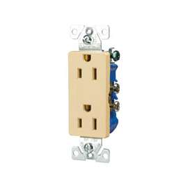 Eaton Wiring Devices 1107V Duplex Receptacle, 15 A, 2-Pole, 5-15R, Ivory