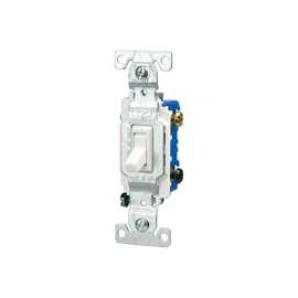 Eaton Cooper Wiring 1303W Toggle Switch, 120 V, Wall Mounting, Polycarbonate, White