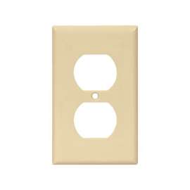 Arrow Hart 2000 Series 2132V-BOX Duplex Receptacle, Standard Wallplate, 1-Gang, Thermoset, Ivory