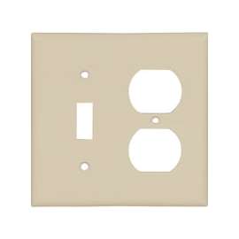 Eaton Cooper Wiring 2138V-BOX Standard Combination Wallplate, 2-Gang, Thermoset, Ivory