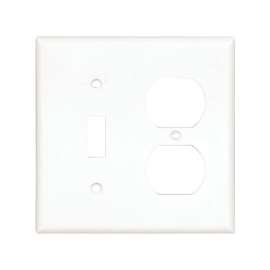 Eaton Cooper Wiring 2138W-BOX Standard Combination Wallplate, 2-Gang, Thermoset, White
