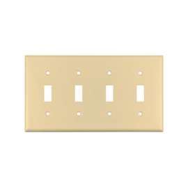 Arrow Hart 2154V-BOX Standard-Size Wallplate, 4-Gang, Thermoset, Ivory