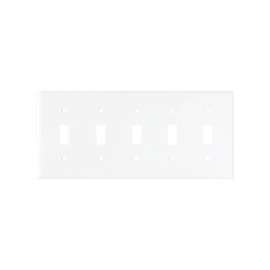 Arrow Hart 2155W-BOX Standard-Size Wallplate, 5-Gang, Thermoset, White