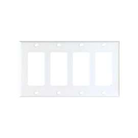 Eaton Cooper Wiring 2164W-BOX Standard-Size Wallplate, 4-Gang, Thermoset, White
