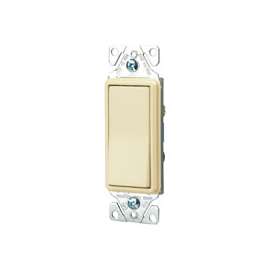 Eaton Wiring Devices 7500 Series 7501V-C Rocker Switch, 120/277 V, Strap Mounting, Thermoplastic, Ivory