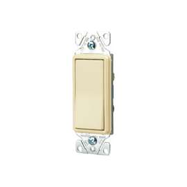 Eaton Wiring Devices 7500 Series 7503V-C Rocker Switch, 120/277 V, Strap Mounting, Thermoplastic, Ivory