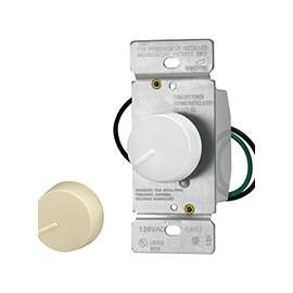 Eaton Wiring Devices RI061-VW-K2-L Rotary Dimmer, 120 V, Ivory/White