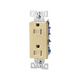 Eaton Cooper Wiring TR1107V Duplex Receptacle, 15 A, 2-Pole, 5-15R, Ivory