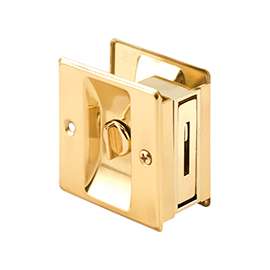 Prime-Line N 6771 Pocket Door Lock and Pull, Brass