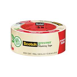 Scotch 2050-3A Performance Painting Masking Tape, 60.1 yd L, 2.82 in W, Rubber Adhesive, Beige