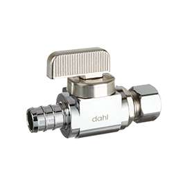 DAHL 511-PX3-31-BAG Ball Valve, 1/2 in Crimp x 3/8 in Compression, 2 Ports/Ways, Brass