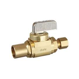 DAHL mini-ball 521-23-30-BAG In-Line Stop and Isolation Valve, 1/2 x 1/4 in Male Solder x Compression, Brass