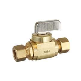 DAHL mini-ball 521-31-31-BAG In-Line Stop and Isolation Valve, 3/8 in Compression, Brass