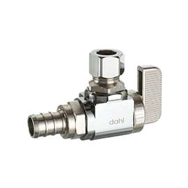 DAHL mini-ball 611-PX3-31-BAG Stop Valve, 1/2 x 3/8 in Crimp x Compression, Brass, Chrome
