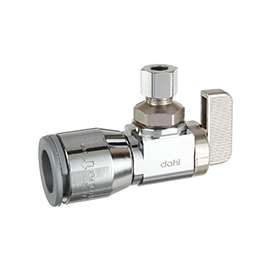 DAHL mini-ball 611-QG3-30 Stop Valve, 1/2 x 1/4 in Compression, Brass, Chrome