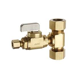 DAHL E33-2211 Tee Valve Kit, 5/8 x 5/8 x 1/4 in Compression, 3 Ports/Ways, Brass