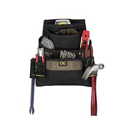 CLC Tool Works 1620 Nail/Tool Bag, 11-Pocket, Polyester Fabric, Black/Brown