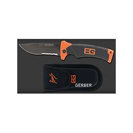 GERBER 31-000752 Sheath Knife, 3.6 in L Blade, 1-Blade, Textured Gray/Orange Handle