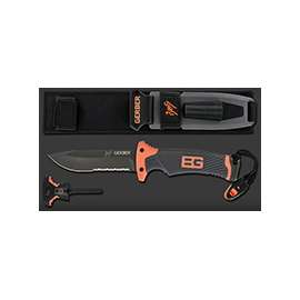 GERBER 31-000751 Fixed Blade Knife, 4.8 in L Blade, Ergonomic Gray/Orange Handle