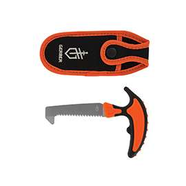 GERBER 31-002741N Pack Saw, 3.4 in L Blade, SK5 Steel Blade, Polymer, Black/Orange