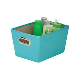 Honey-Can-Do SFT-01992 Storage Bin with Handle, Grommet Handle, Polyester, Aqua Blue