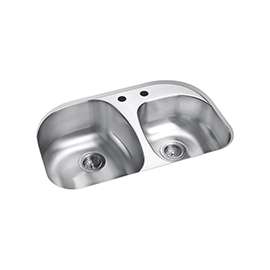 Sterling Cinch 11724-2-NA Kitchen Sink, 14-7/8 in x 7-13/16 in Right, 18-1/2 in Left W x 9-5/16 in Left D Bowl