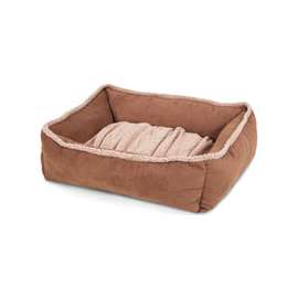 Aspenpet 80385 Shearling Pet Lounger, Rectangular, Suede Fabric Cover, Dark Tan