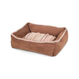 Aspenpet 80386 Shearling Pet Lounger, Rectangular, Suede Fabric Cover, Dark Tan