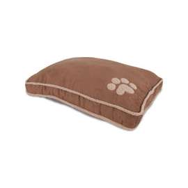 Aspenpet 80392 Shearling Pillow Pet Bed, Suede Fabric Cover, Dark Tan