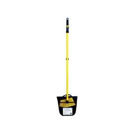 Simple Spaces Long Handle Dustpan With Broom, Synthetic Fibers, Brown, For Use With Broom