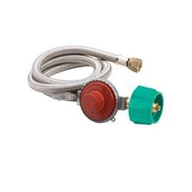 Bayou Classic M5HPR-1 Braided Hose and Regulator, 3/8 in, 10 psi Regulating, Stainless Steel