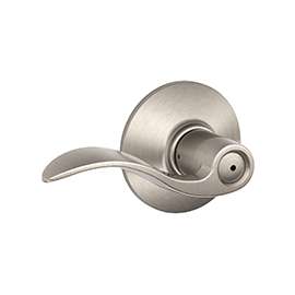 Schlage Accent F40V ACC 619 Privacy Lever, 2 Grade, Brass, Satin Nickel